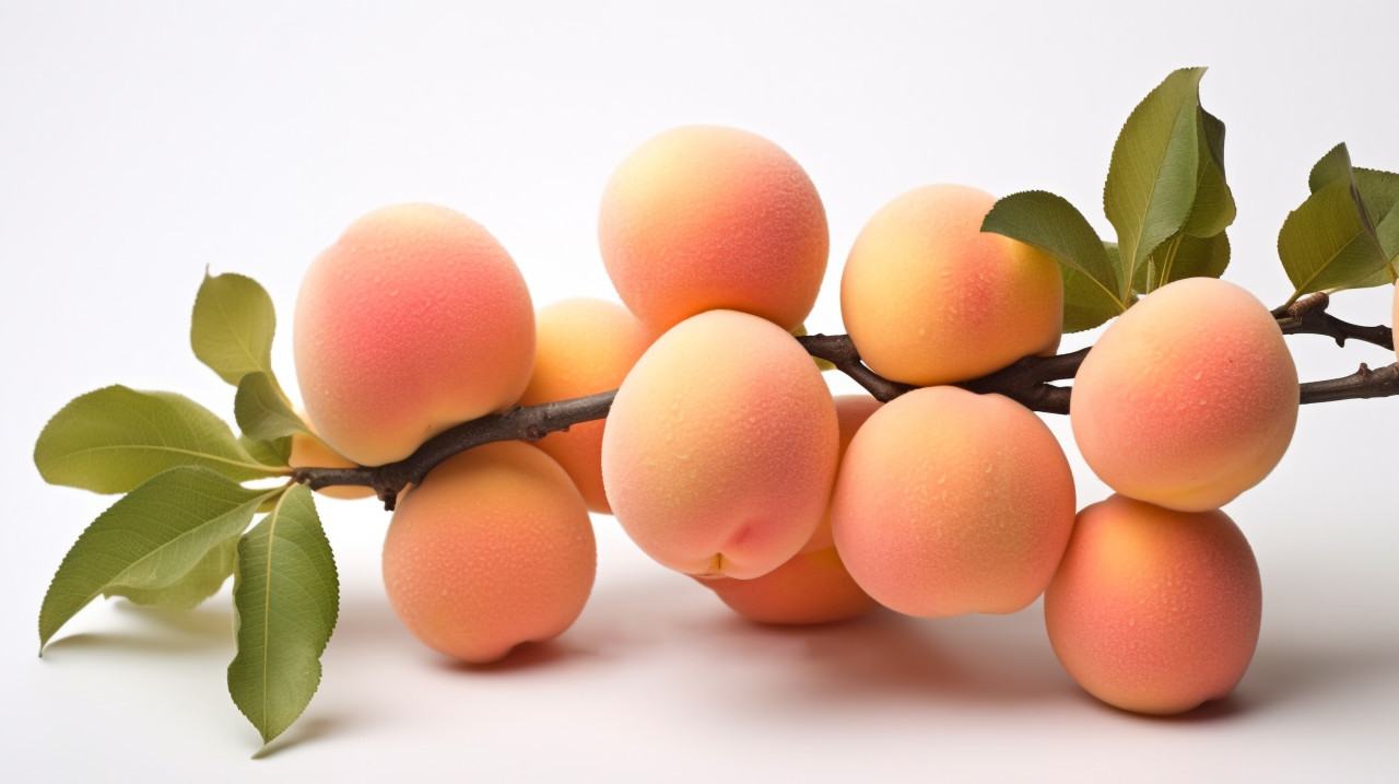 Glistening apricots on a white plate, apricot images