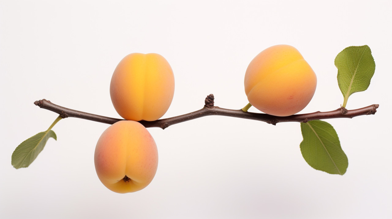 Two apricots on white background, apricot images