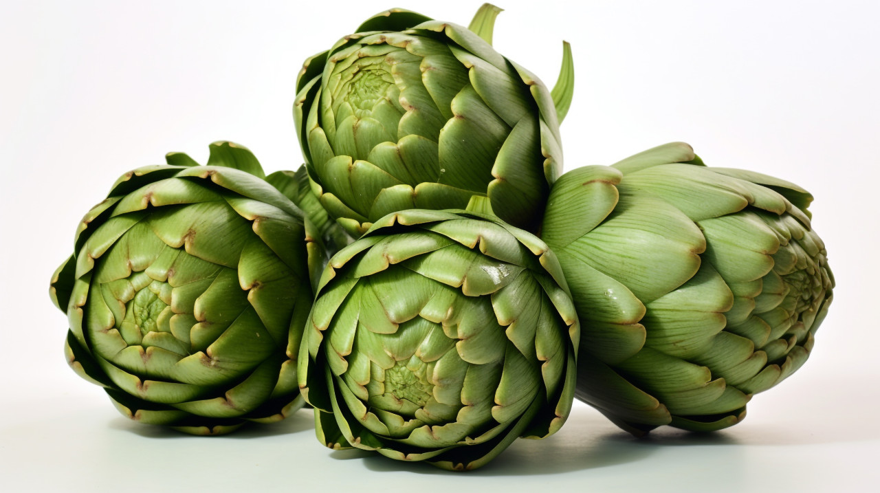 Sliced artichokes on a cutting board, artichoke image