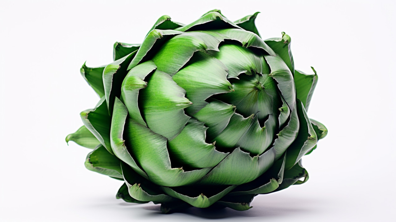 Single artichoke isolated on white, artichoke image