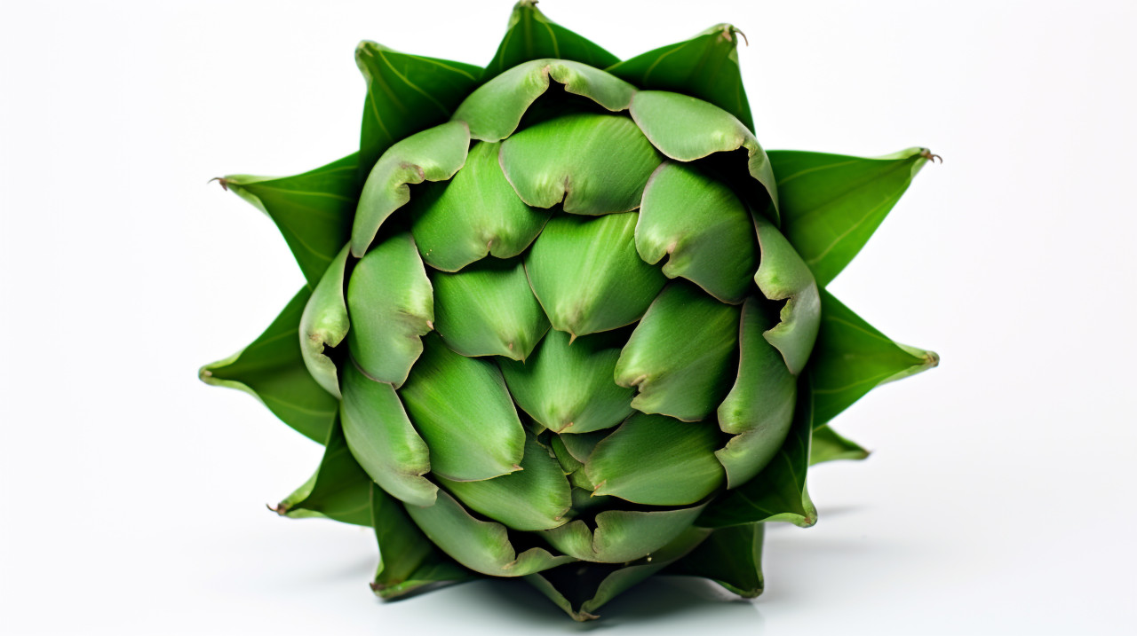 Single artichoke on white background, artichoke image