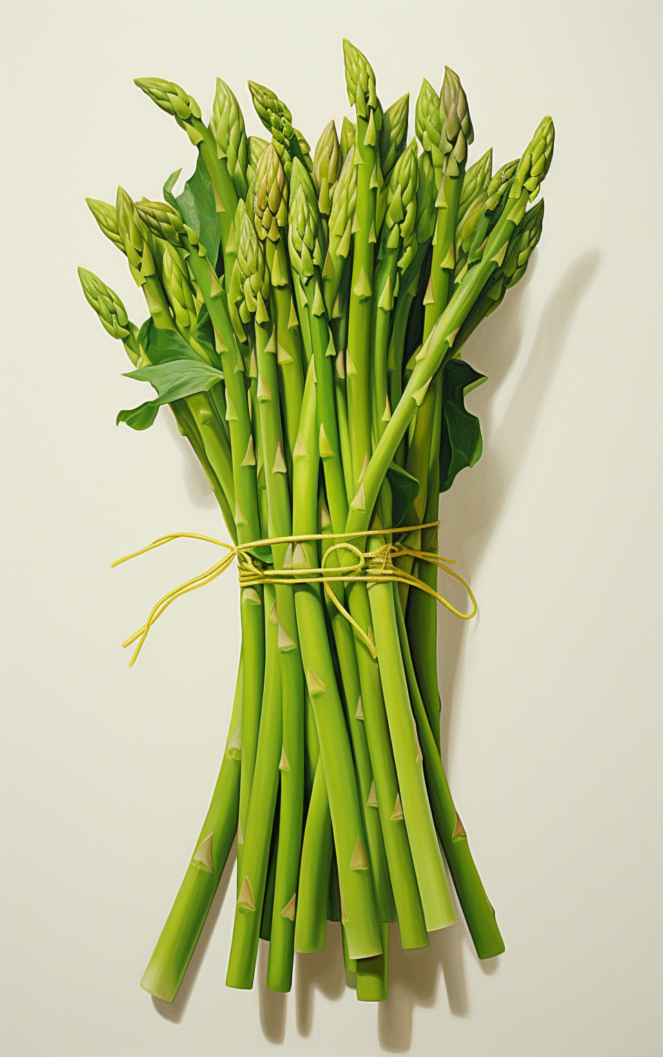 Asparagus shoots on a white table, asparagus image