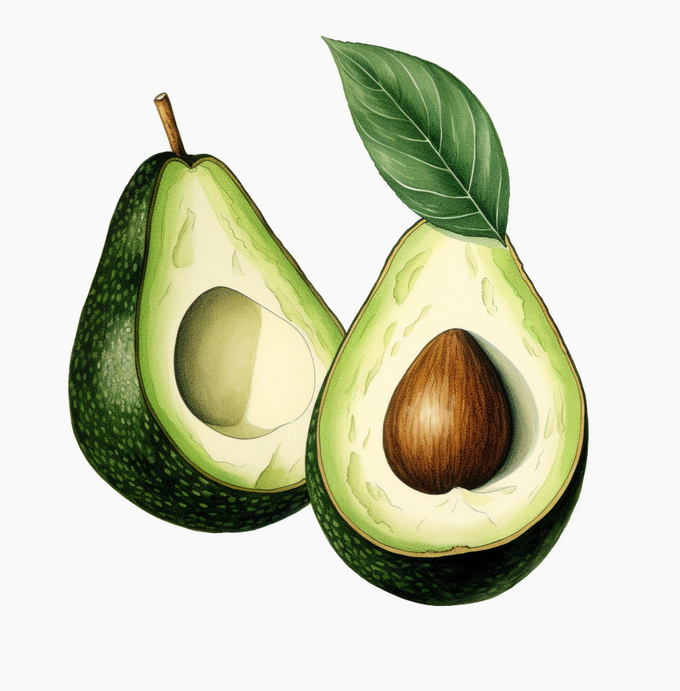 A picture of split avocado on white, avocado image stock photo