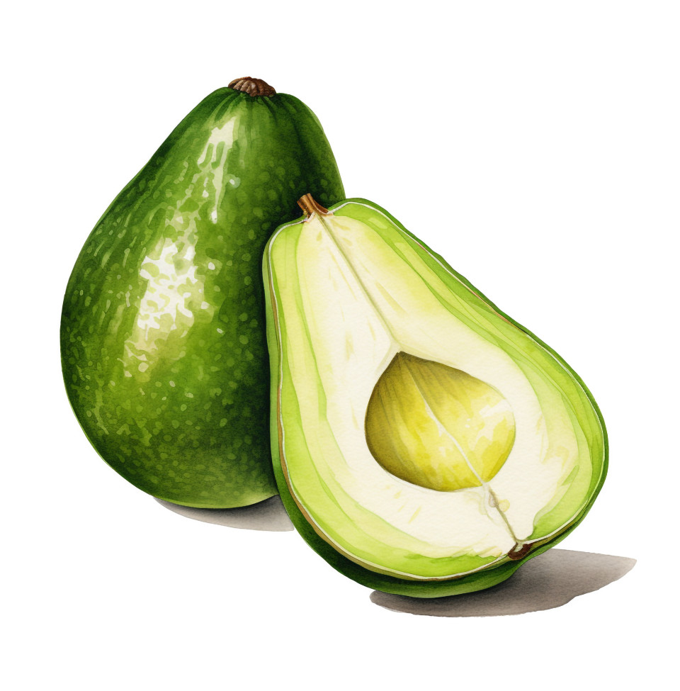 Ripe avocado cut in half on white plate, avocado image stock photo