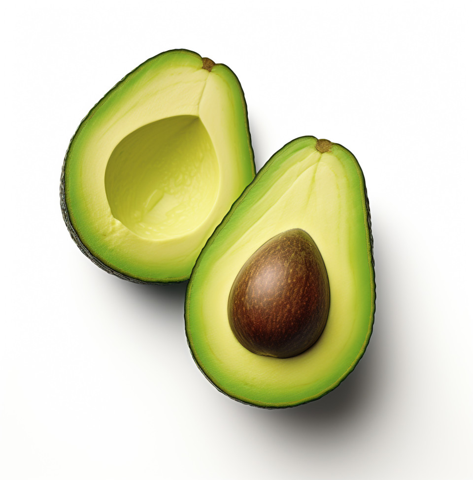 Fresh avocado half on white, avocado image stock photo