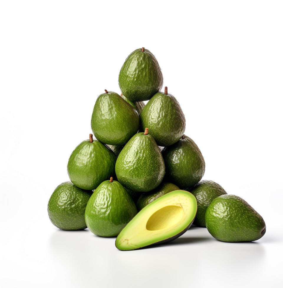 Fresh avocado on white background, avocado image stock photo