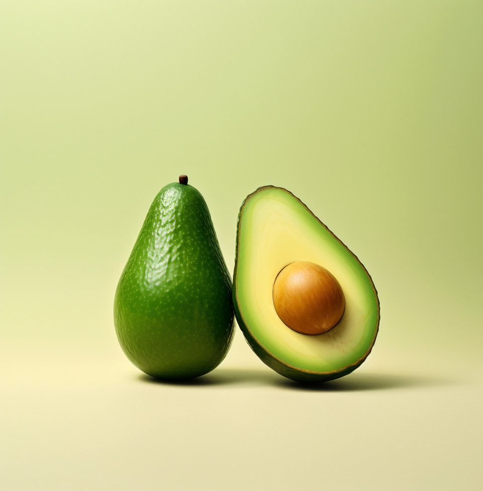 Two avocados in perfect harmony, avocado image stock photo