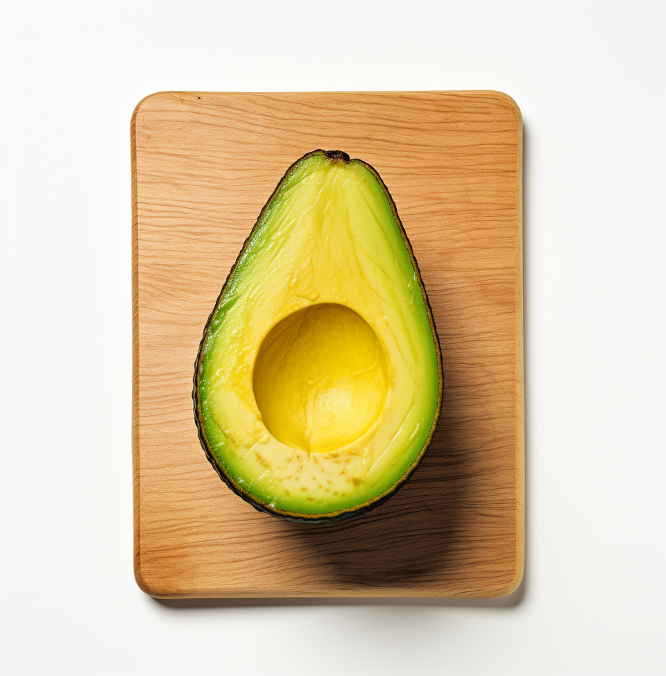Half avocado on white background, avocado image stock photo