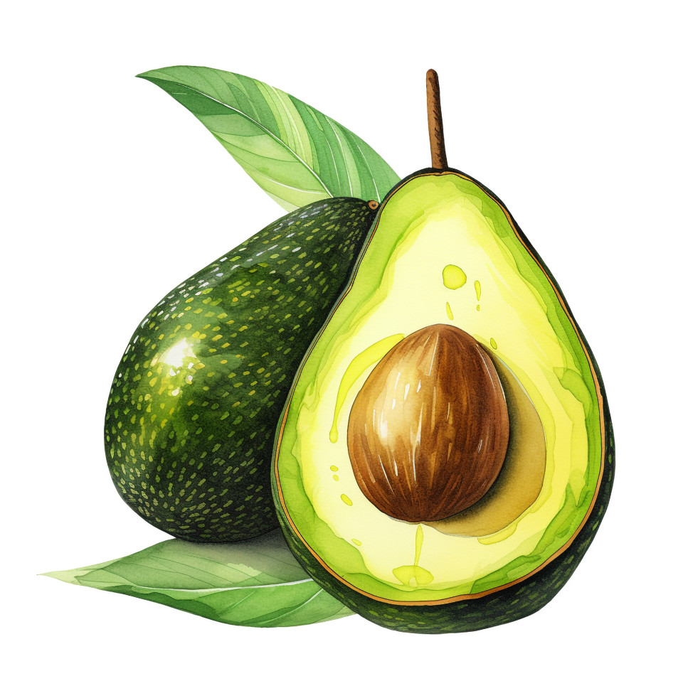 An avocado is on a white background, avocado image stock photo