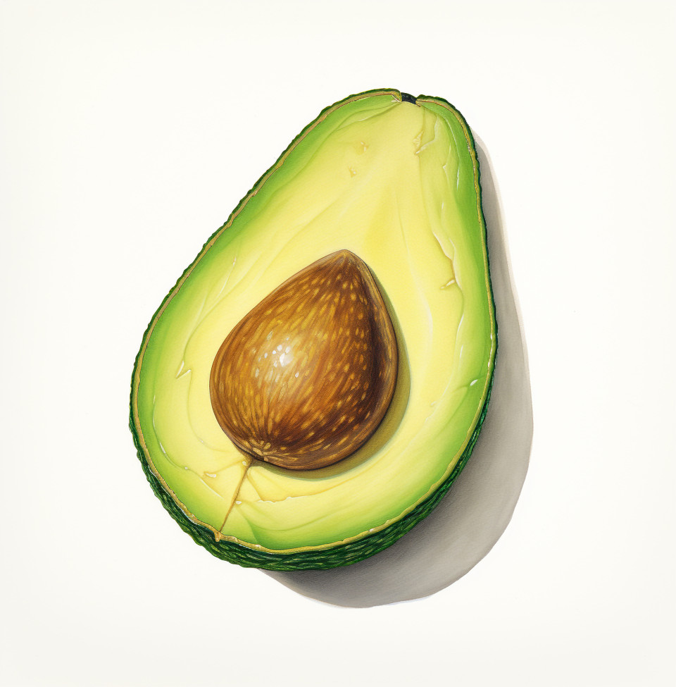 Green avocado on white background, avocado image stock photo