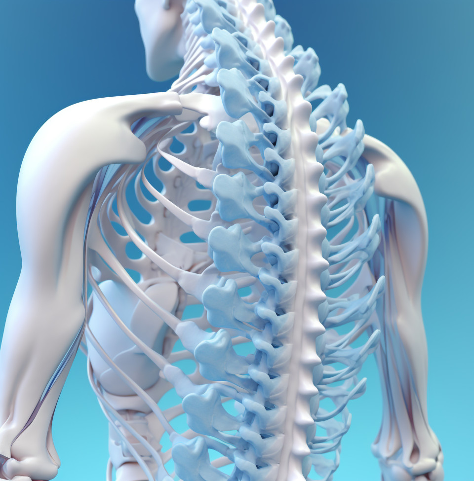 Spinal cord pain treatment, human bone image