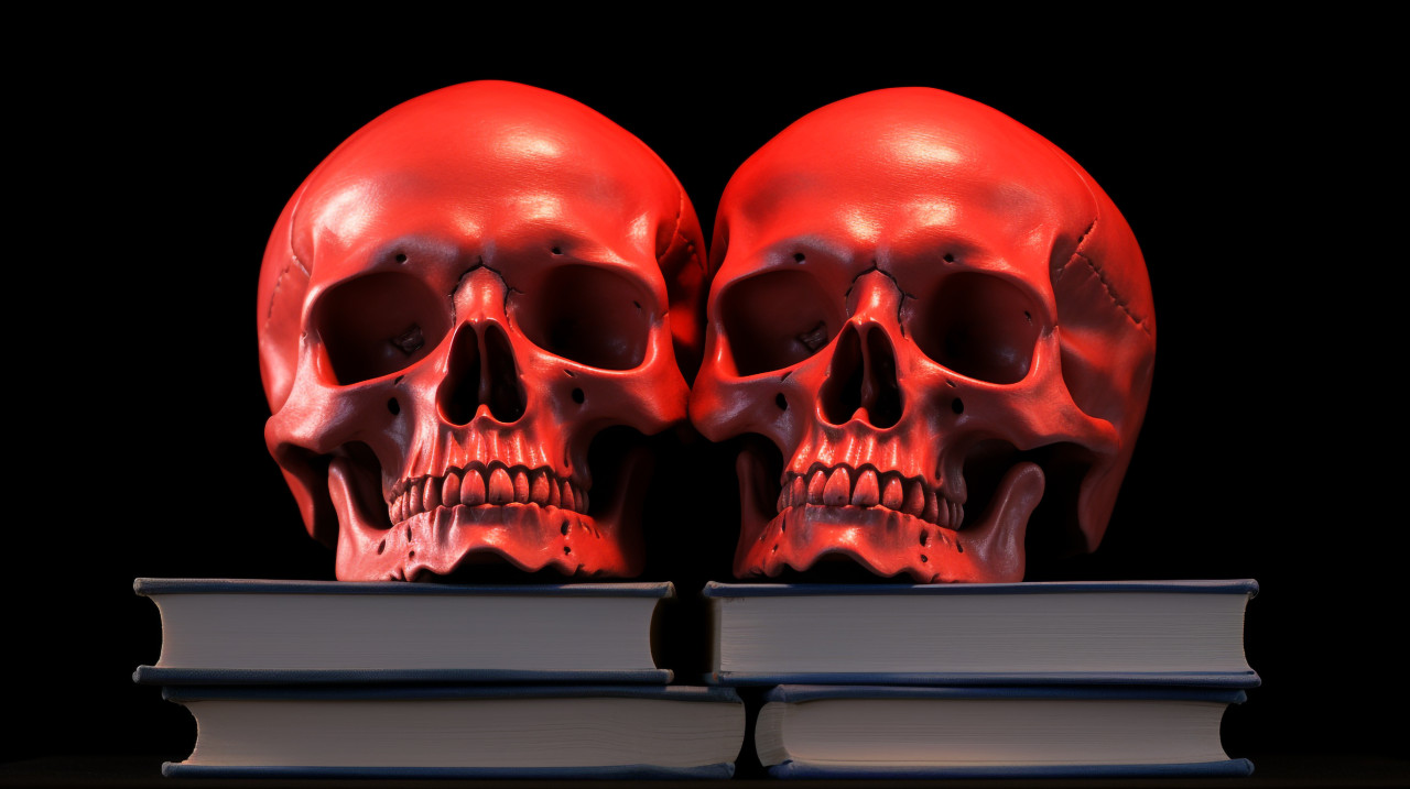 In the darkness of night, human bone image