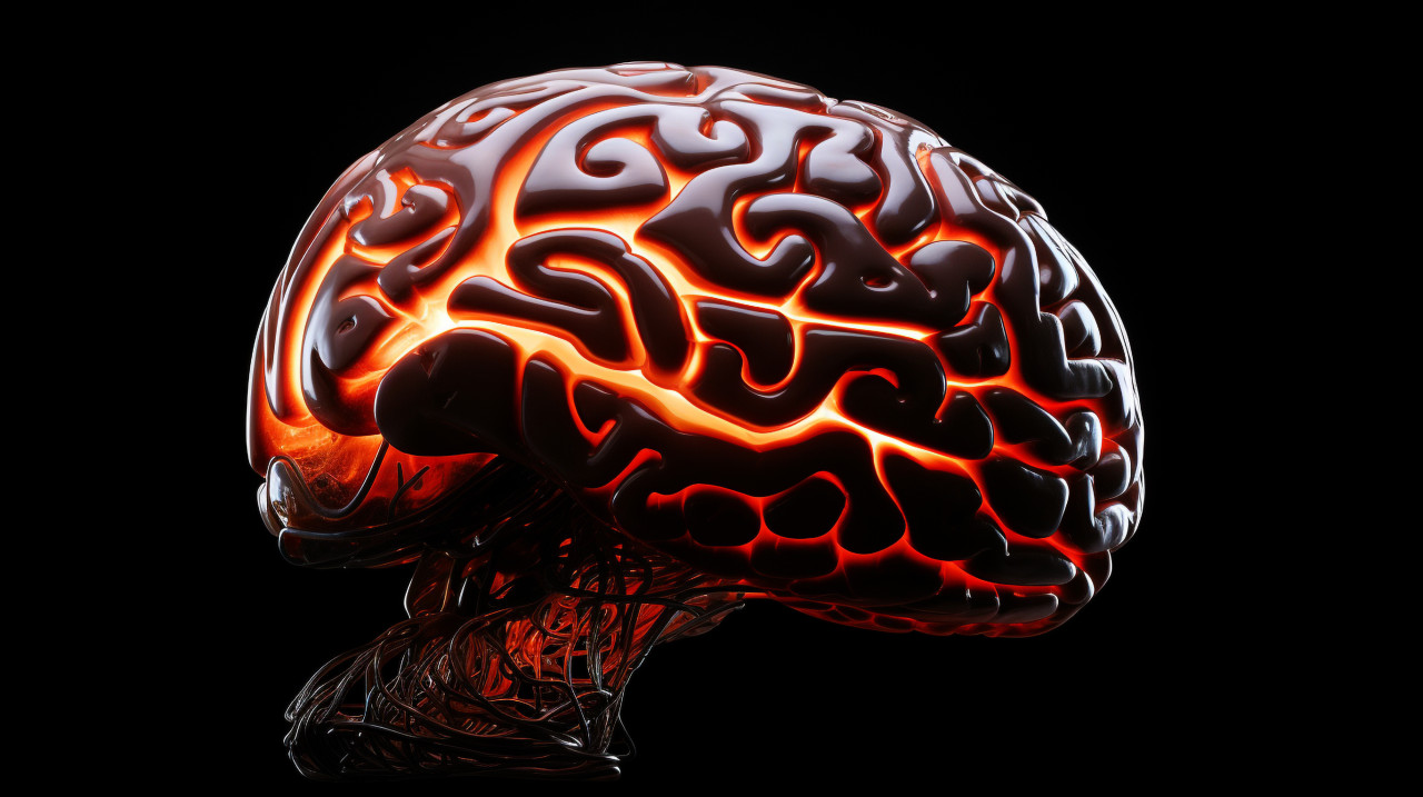 A light up brain on black background, human brain image