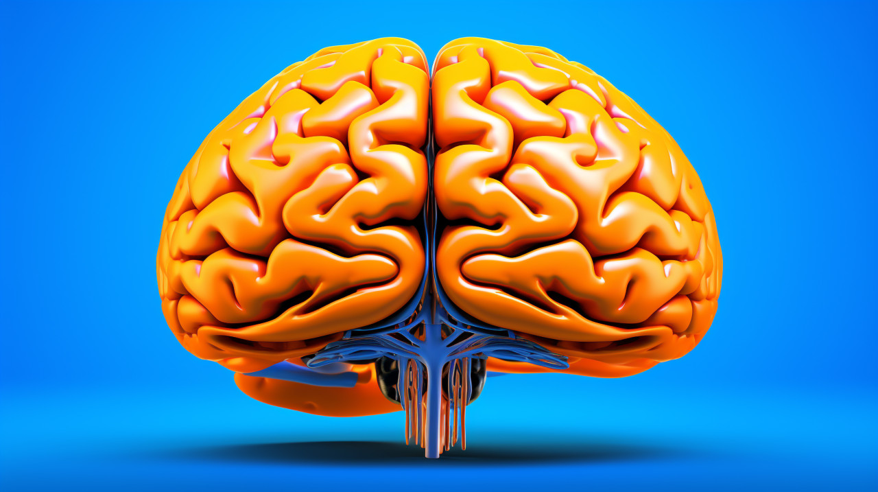 The brain of a human in a blue background, human brain image