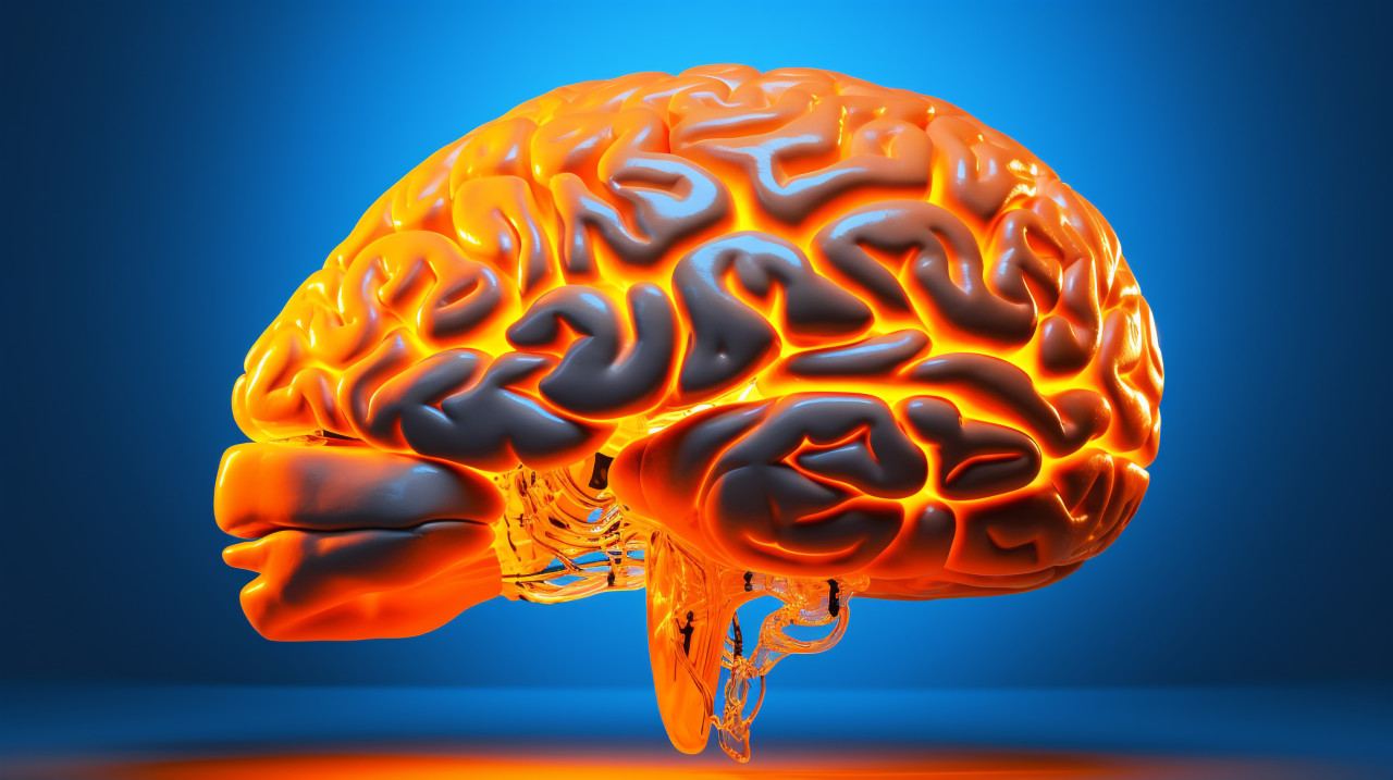 Human mind in blue, human brain image