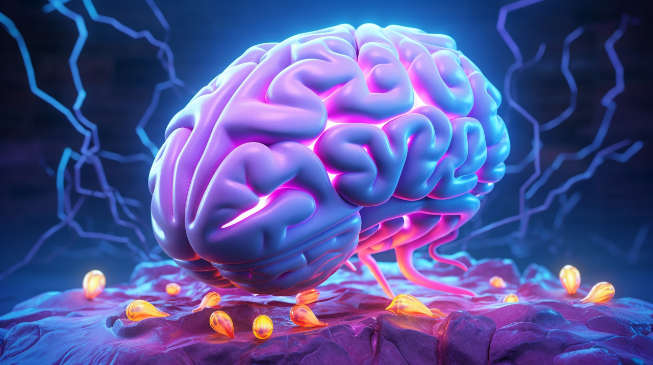 Glowing brain anatomy, human brain image