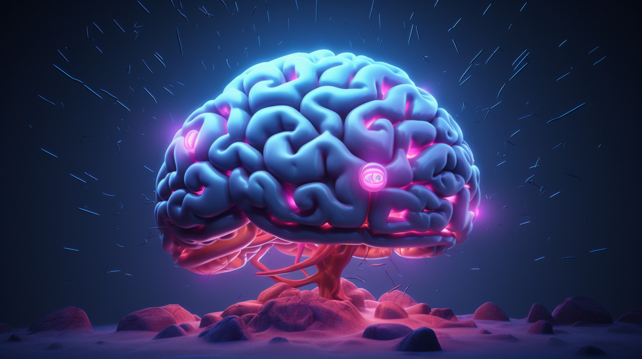 Brain model in motion on black, human brain image