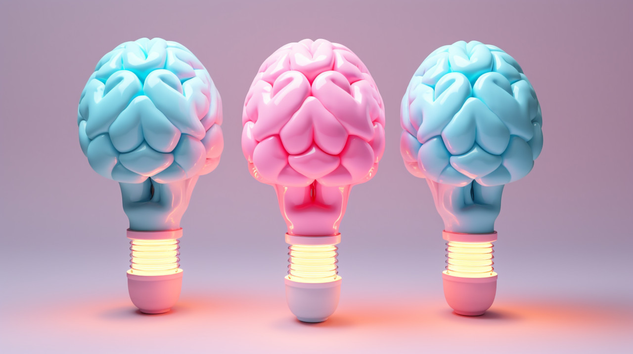 He power of the mind in 3 lights, human brain image