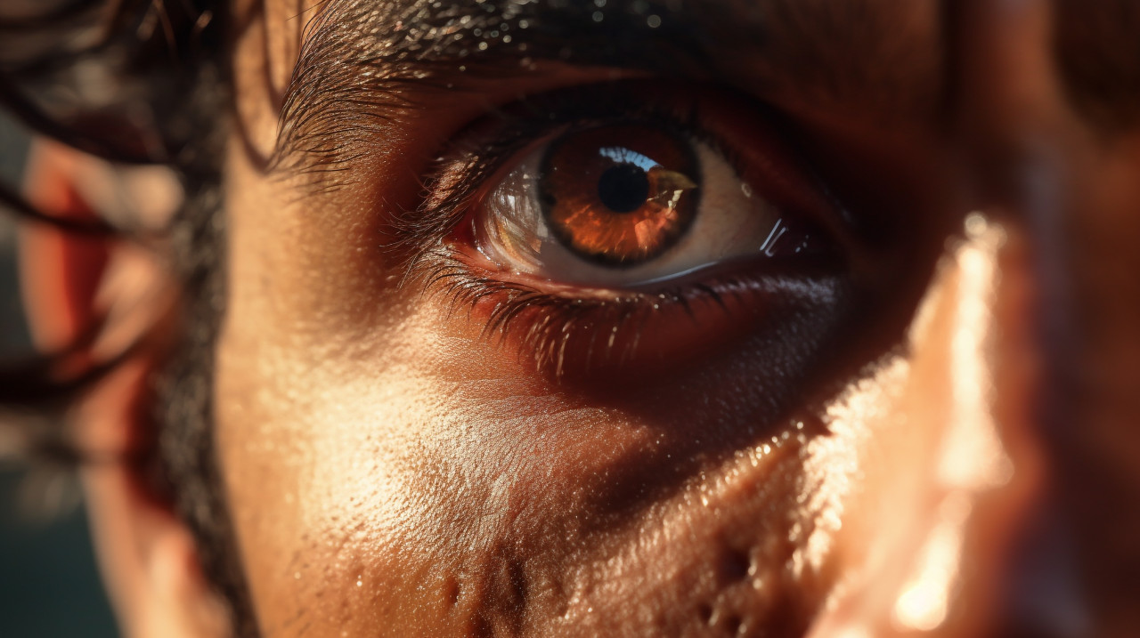 Man's skin close up, men eyes close up image