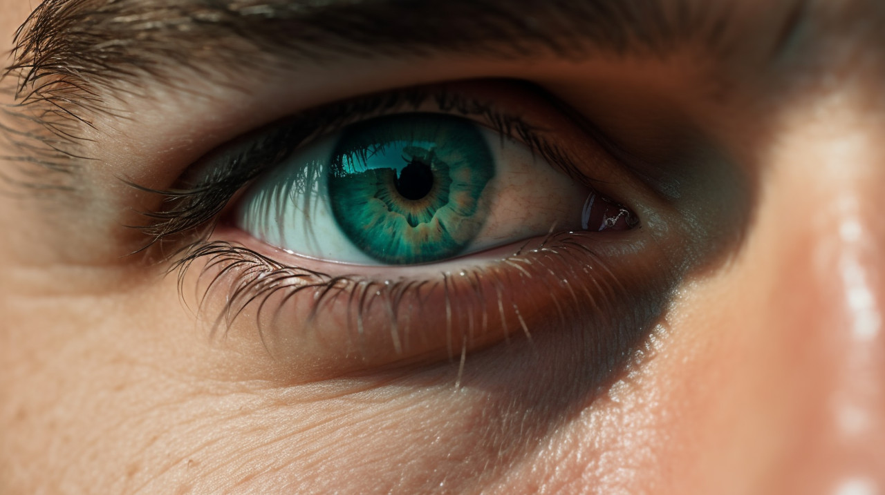 Blue eyes in the spotlight, men eyes close up image