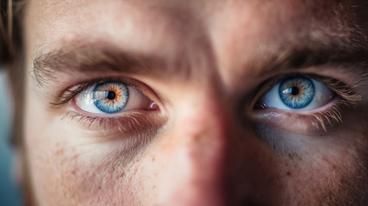 Handsome man with stunning blue eyes, men eyes close up image