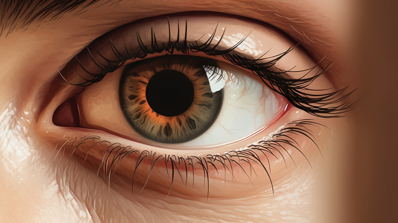 Close-up of a pair of brown eyes and brows, beautiful women eyes images