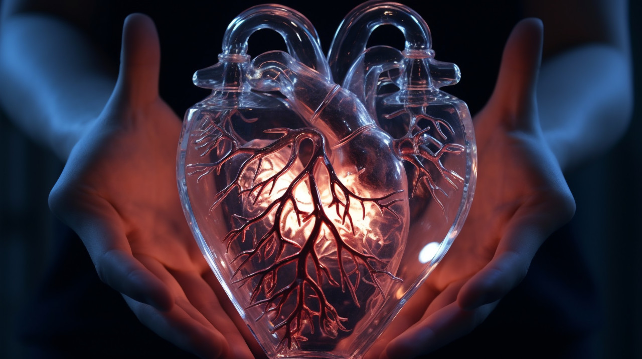 A close-up of a glass human heart, human heart image