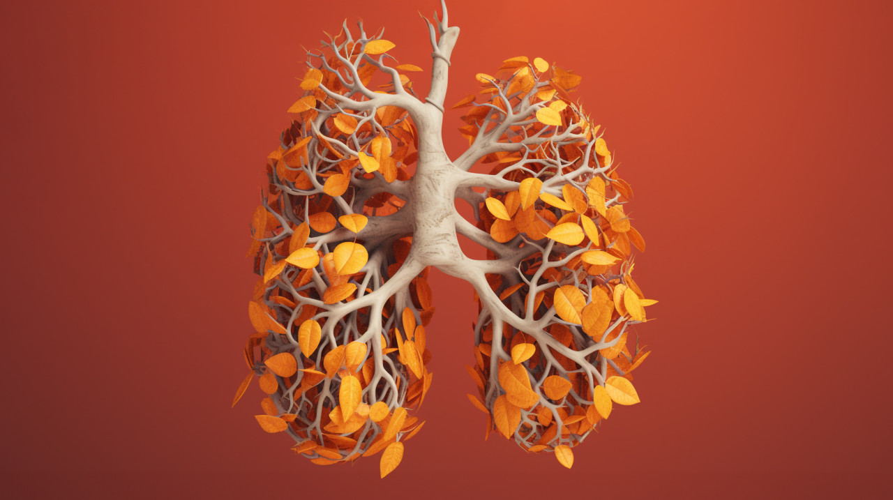 A lungs in orange and white 3d illustration, human lungs image