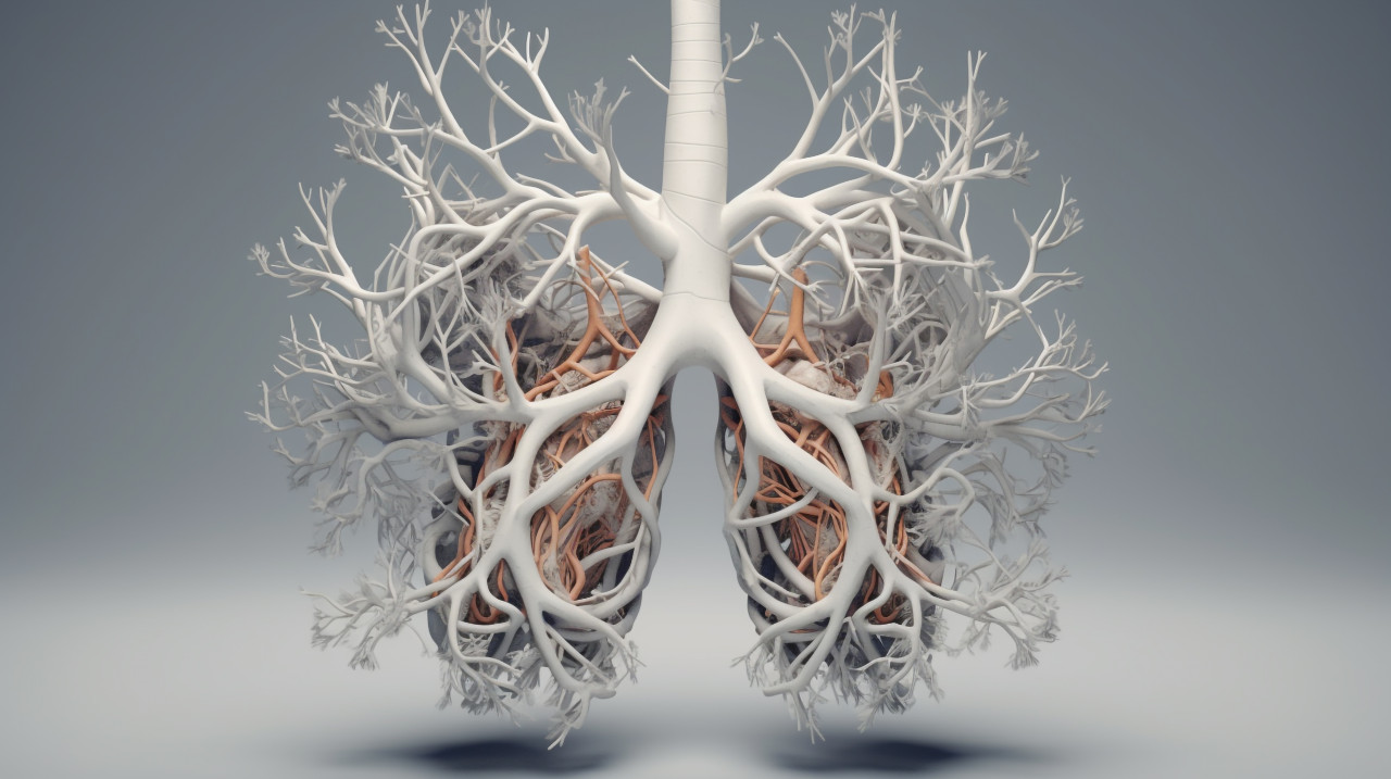 The diagram of a lung on grey, human lungs image