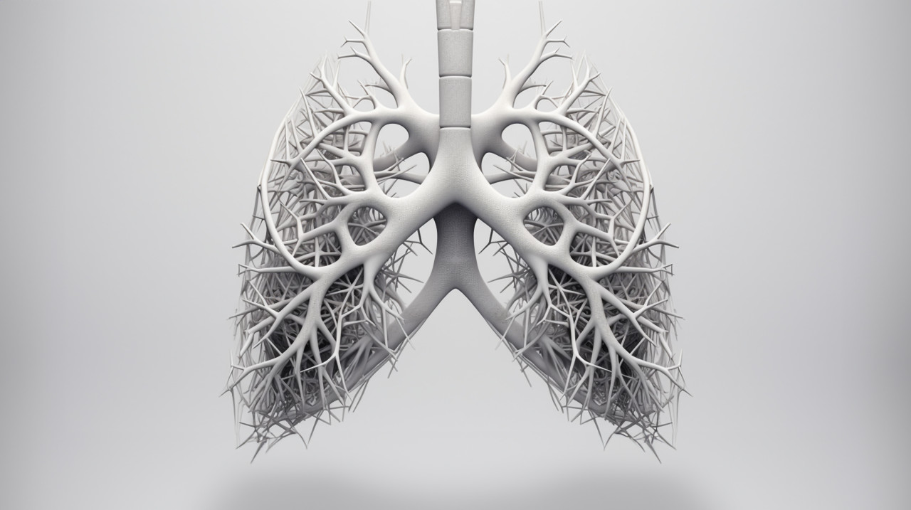 Lung anatomy diagram on grey, human lungs image
