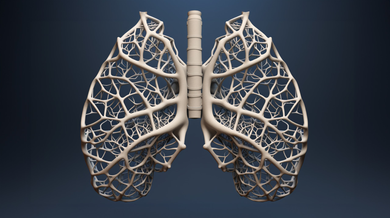 Medical lung diagram on grey, human lungs image
