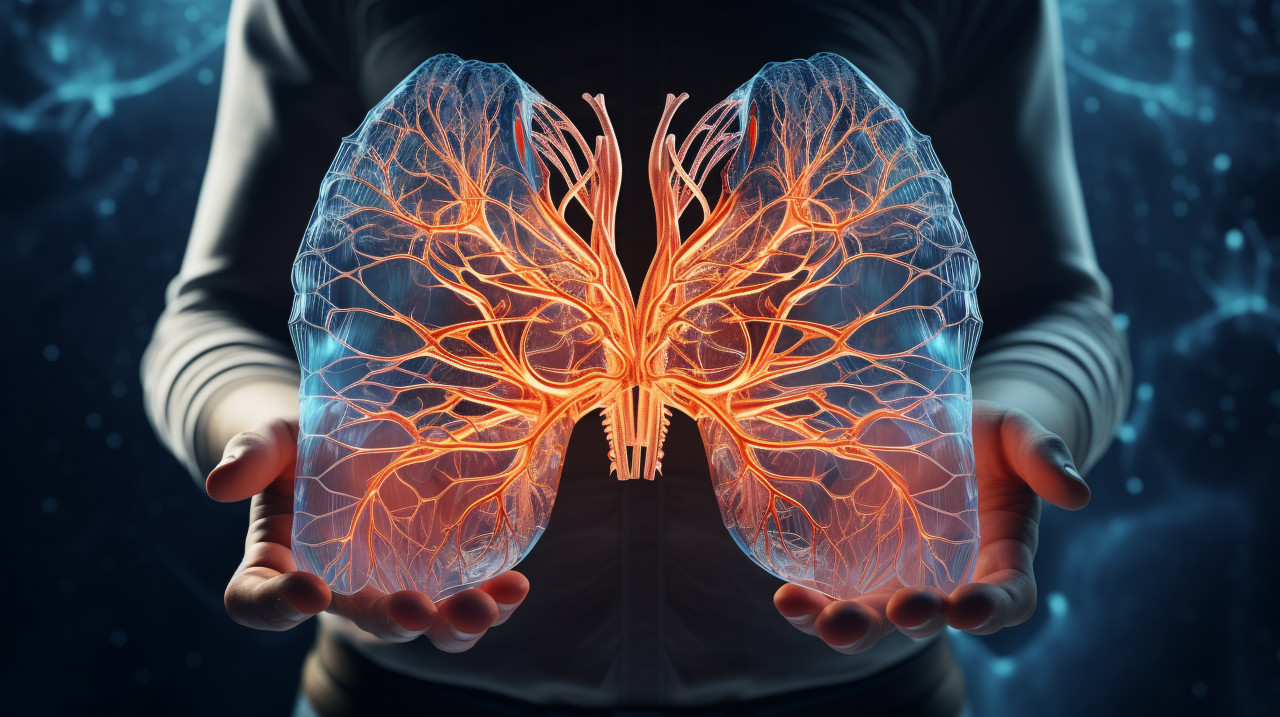 Lungs of a doctor being held with hands on the front, human lungs image