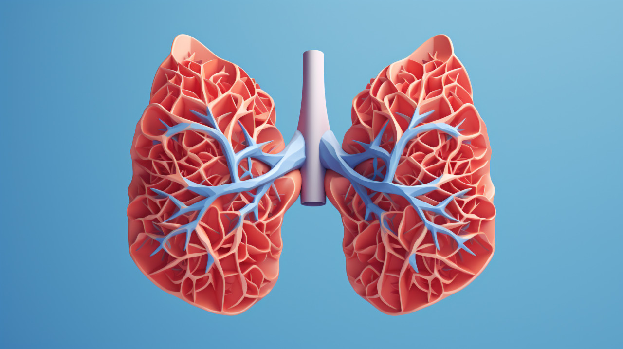 Lungs in 3d on a blue background, human lungs image