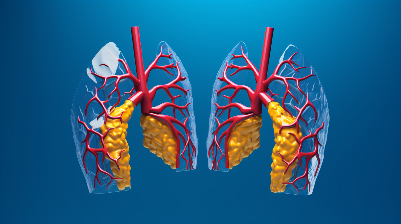 3d lungs against blue background, human lungs image