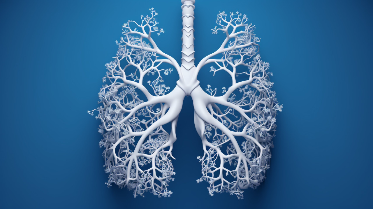 Human lungs on blue background, human lungs image