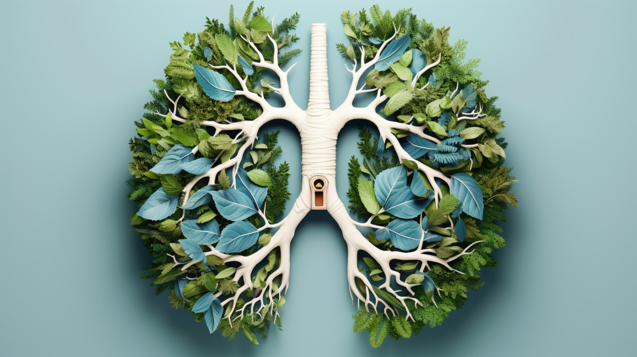 Green lungs tree and plant, human lungs image