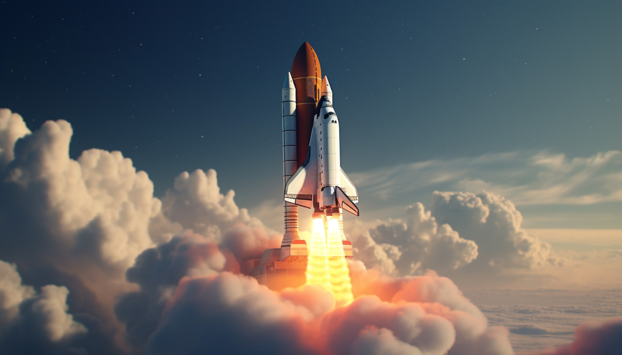 A space shuttle is taken into space with the moon, chandrayaan images hd