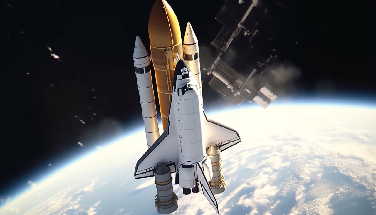 Space shuttle in space with rockets flying, chandrayaan images hd