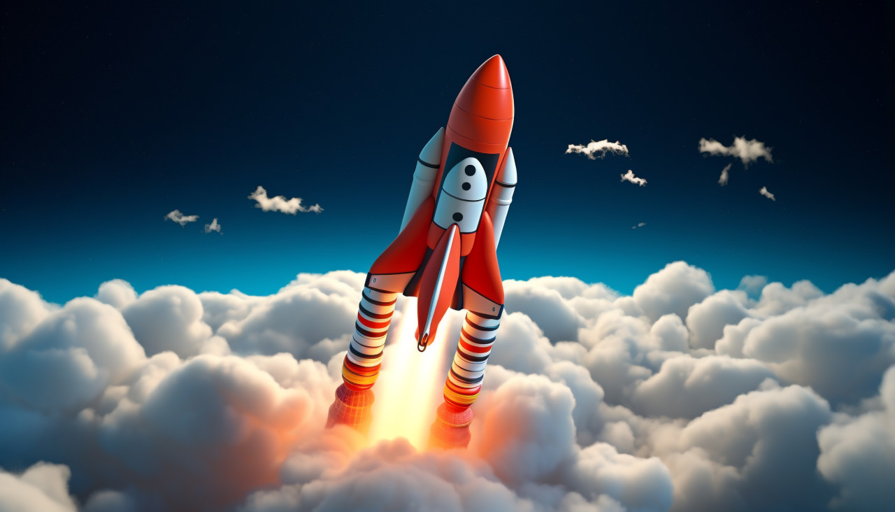 Flying rocket against white clouds, chandrayaan images hd