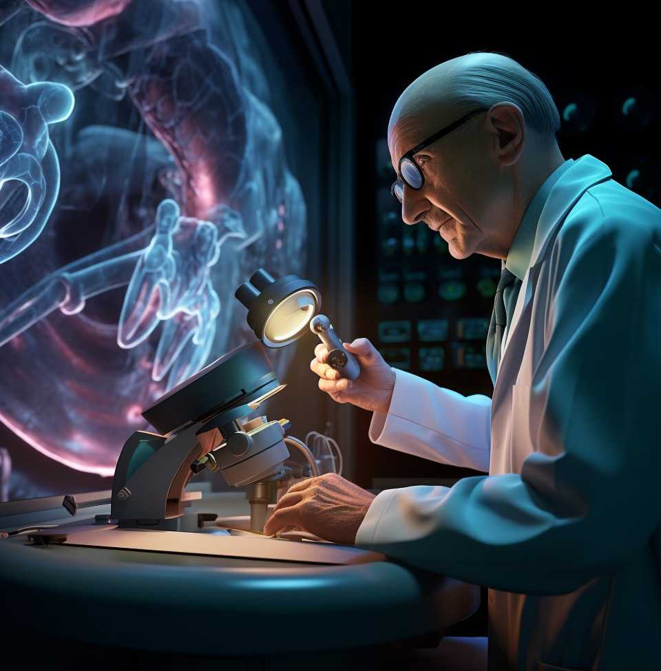 Cells under the microscope, medical images stock