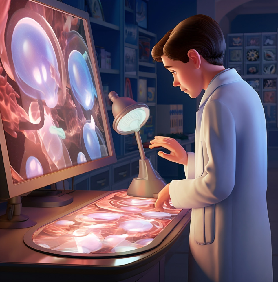 Holographic microscope for medical imaging, medical images stock