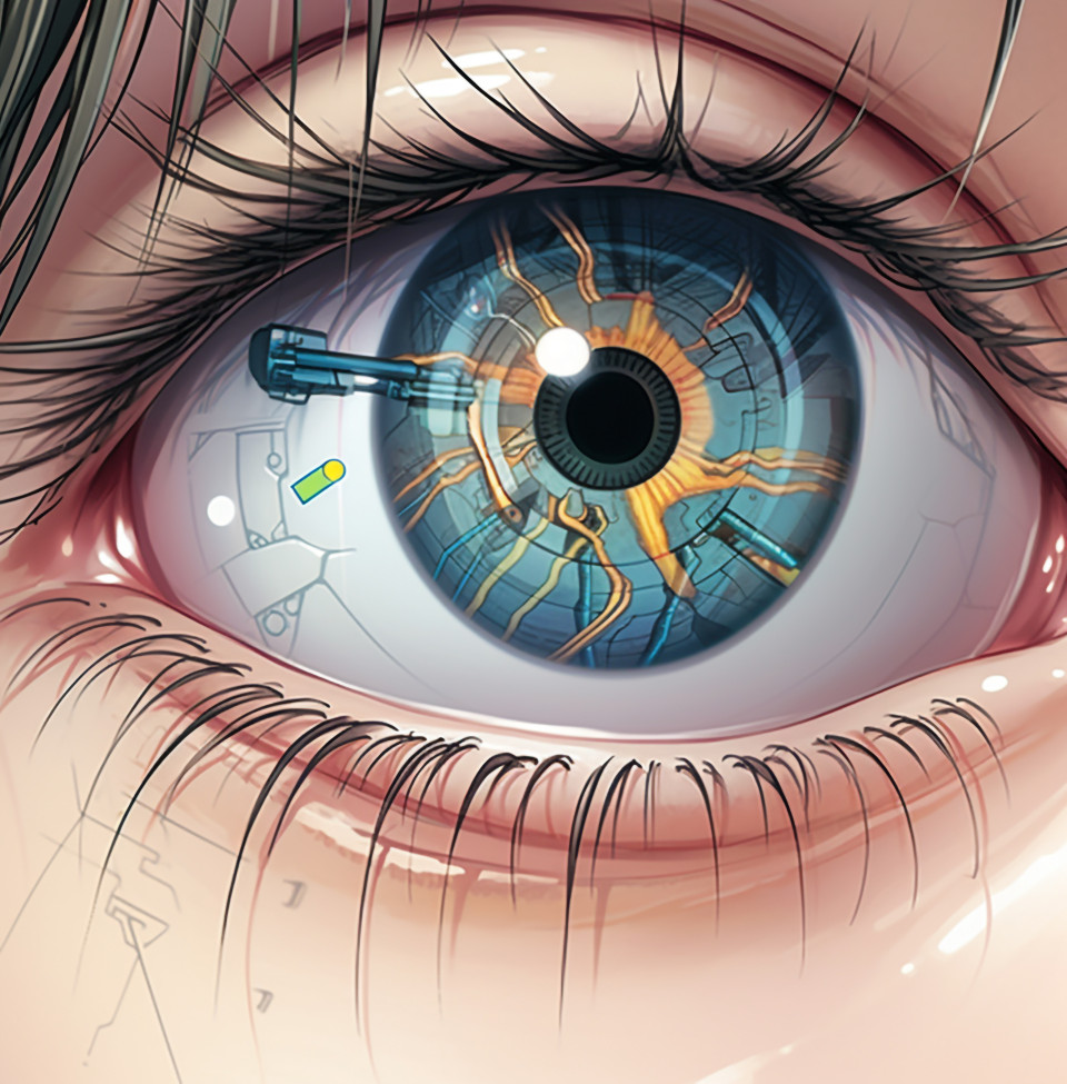 Contact lens that can spot eye problems early, medical images stock