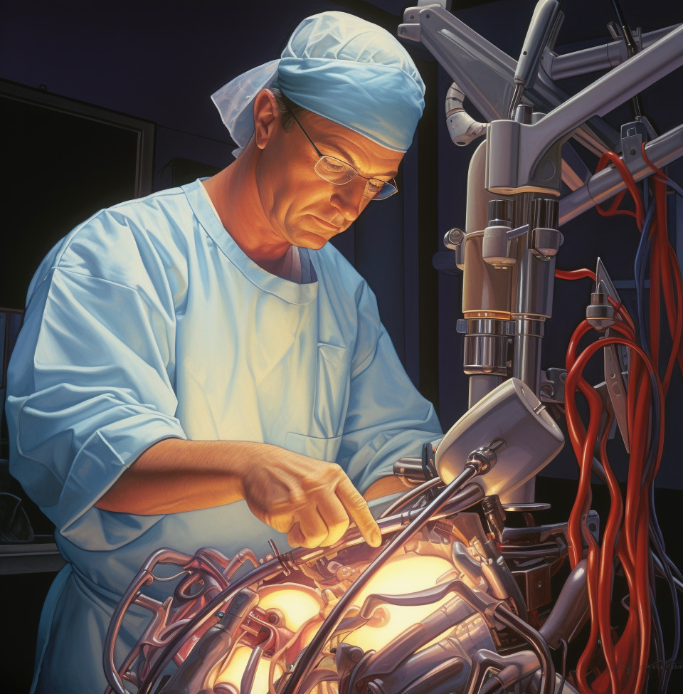 A surgeon using a robotic, medical images stock