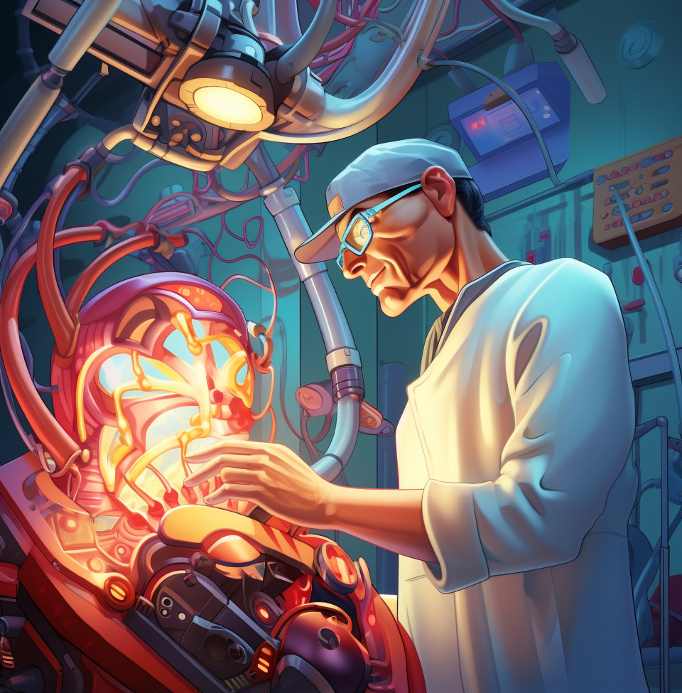 Robotic surgery for delicate procedures, medical images stock