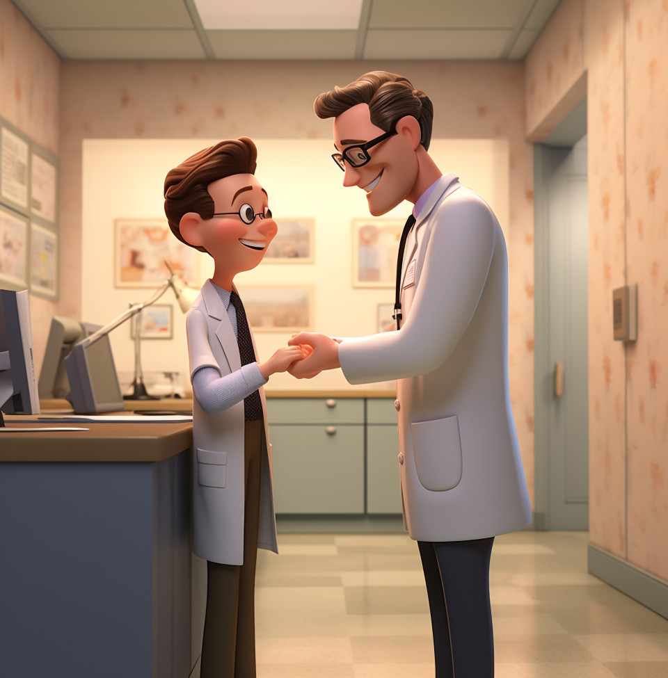 Doctor and patient share a moment of hope, medical images stock
