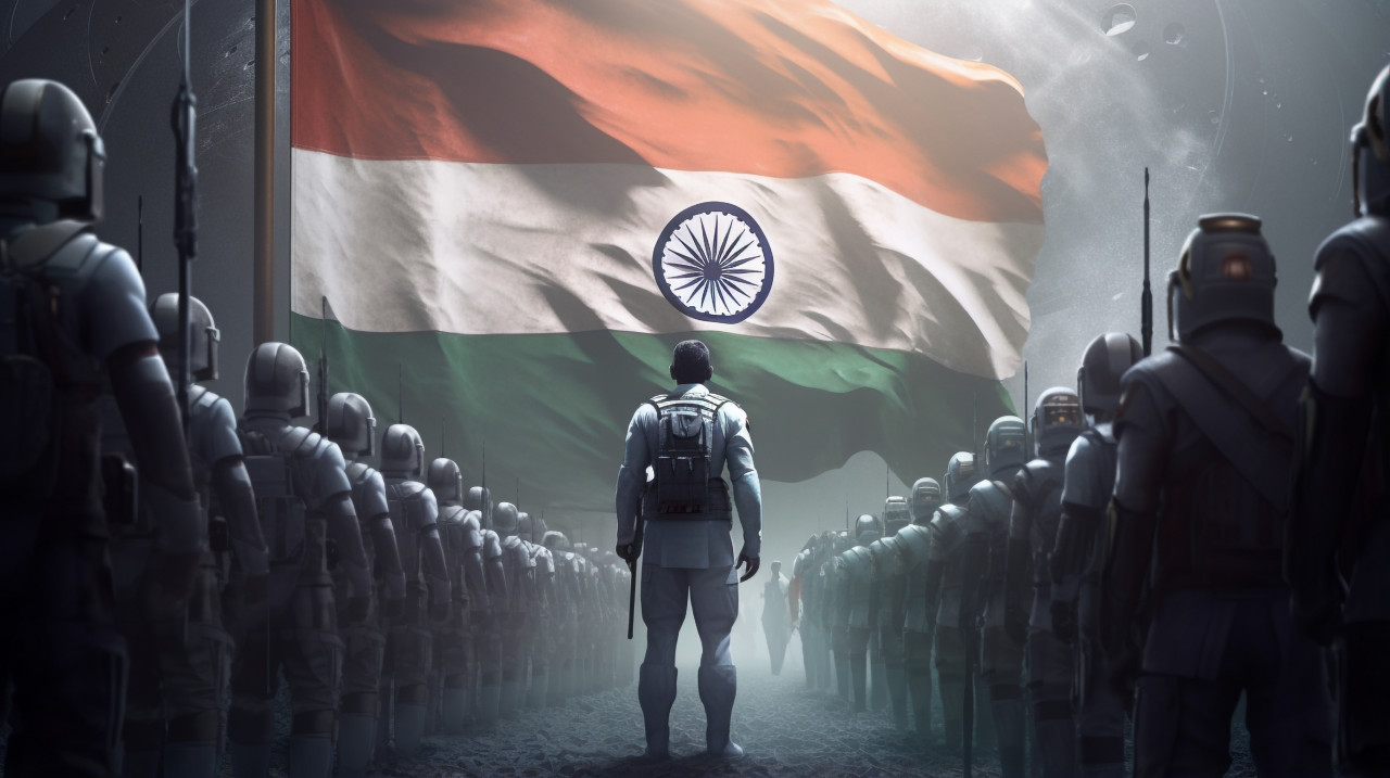 Astronauts plant indian flag on moon, chandrayaan with indian flag