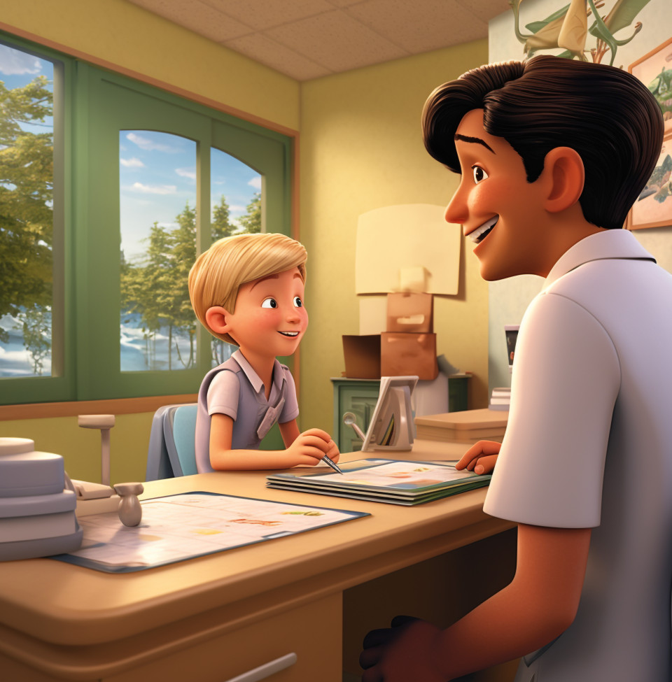 Doctor examines child in office, medical images stock