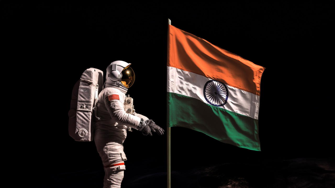 Indian flag flies high in space, chandrayaan with indian flag