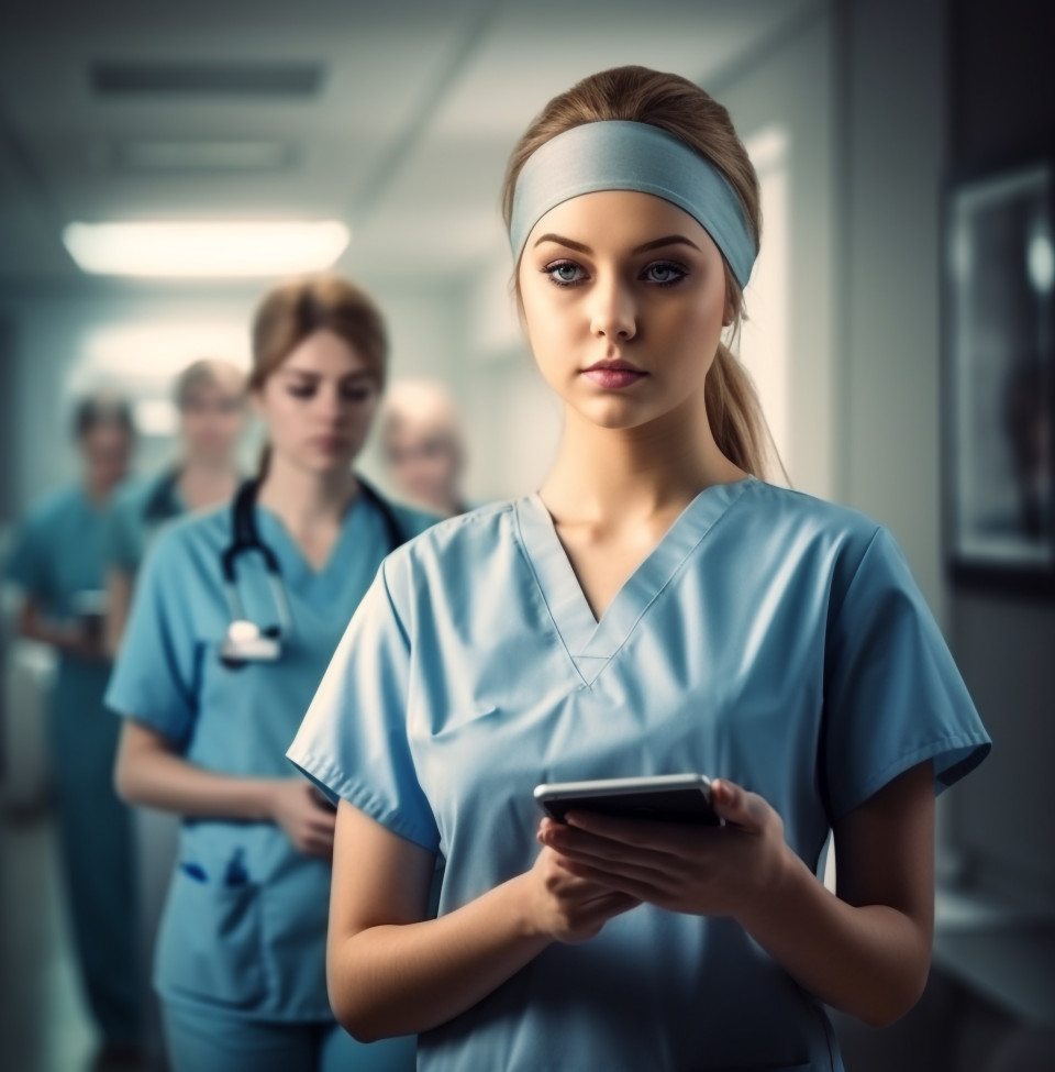 Urse at the forefront of digital healthcare, medical images stock