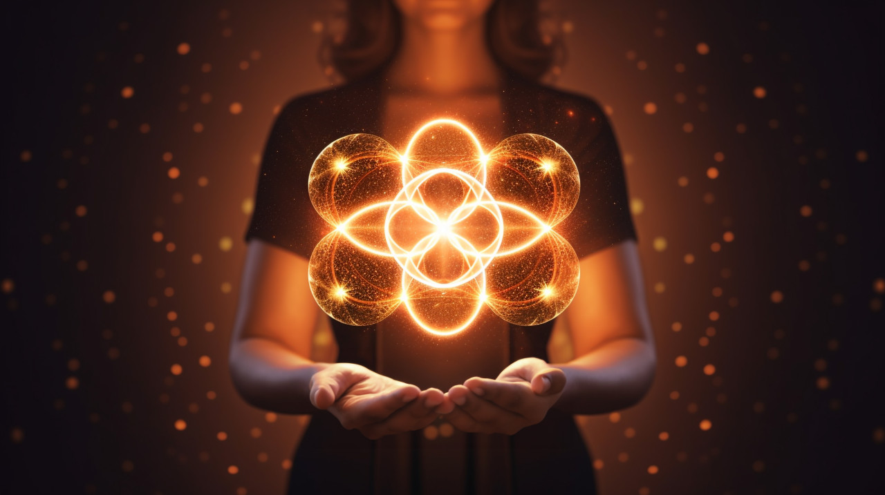 A woman's hand is holding up a glowing plus, medical images stock